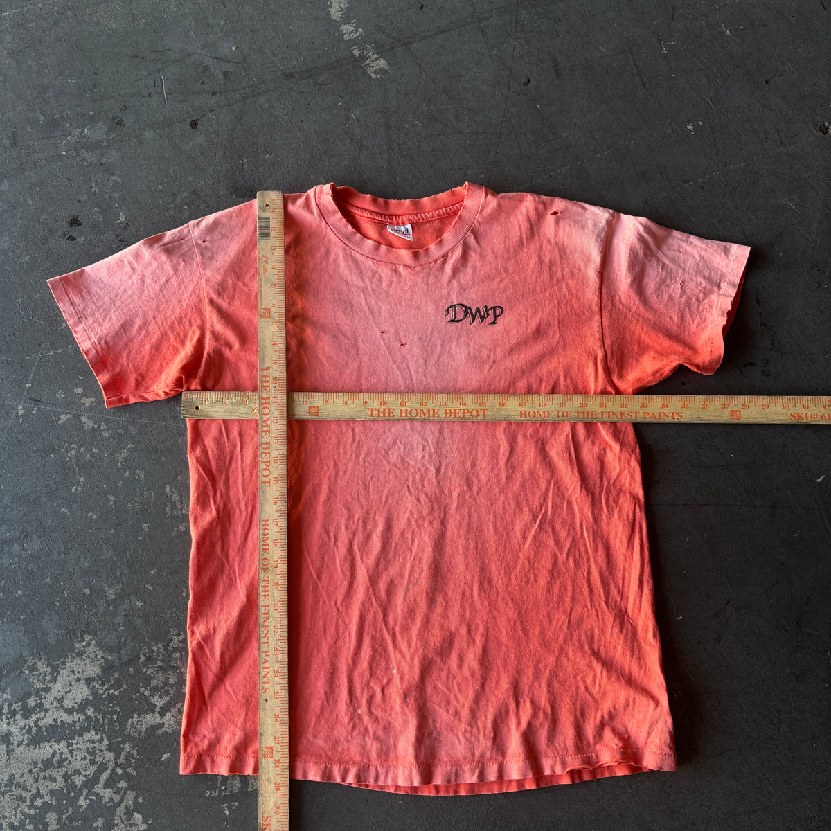 90's Smoked out faded DWP peach tee XL