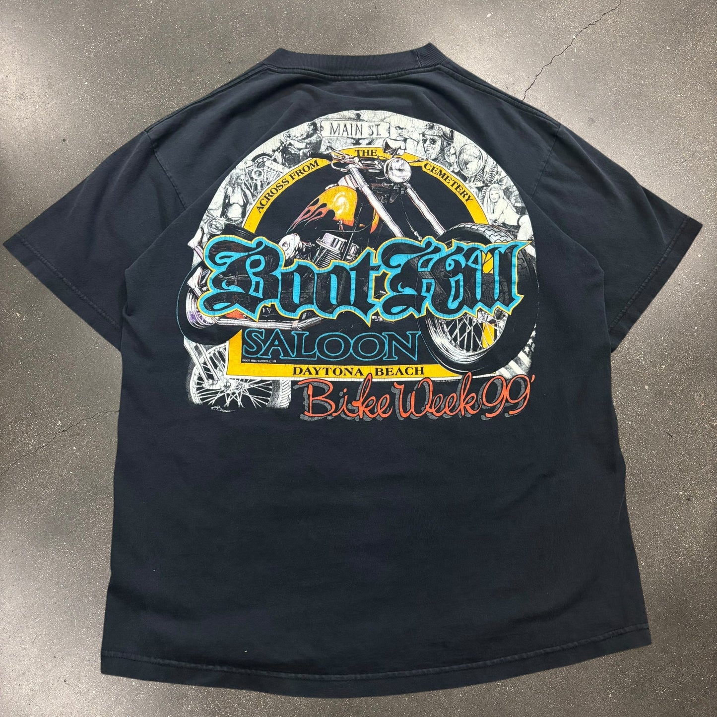 Vintage boothill saloon biker pocket tee